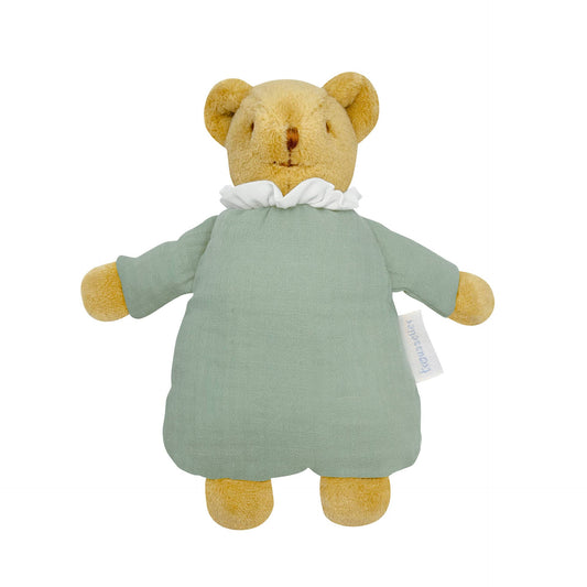 Ours Nid d'Ange Doudou avec Hochet - Coton Bio Celadon
