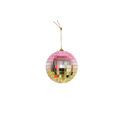 Boule de Noël Disco Rose/Or - 10cm