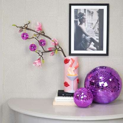 Rosa Disco-Weihnachtskugel - 6er-Pack
