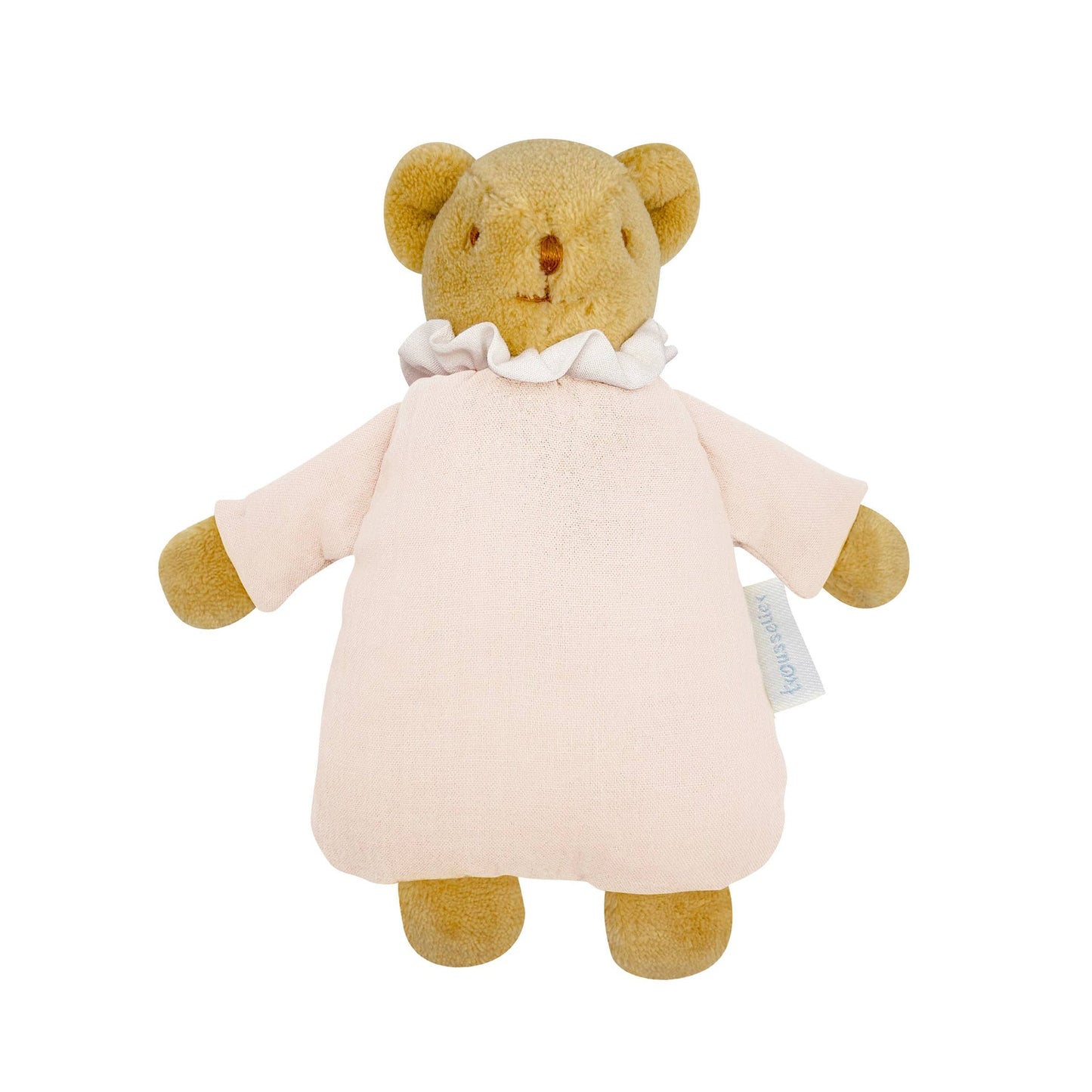 Ours Nid d'Ange Doudou Hochet - Coton Bio Rose Poudré