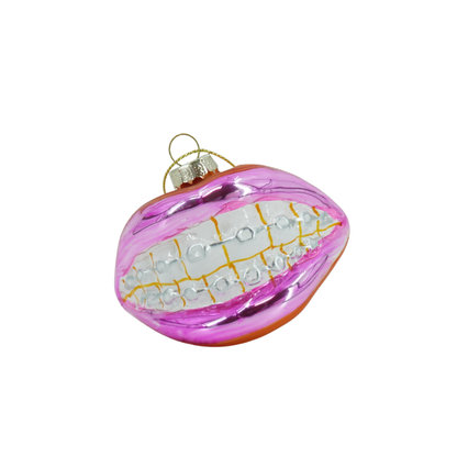 Weihnachtskugel Mund mit Zahnspange