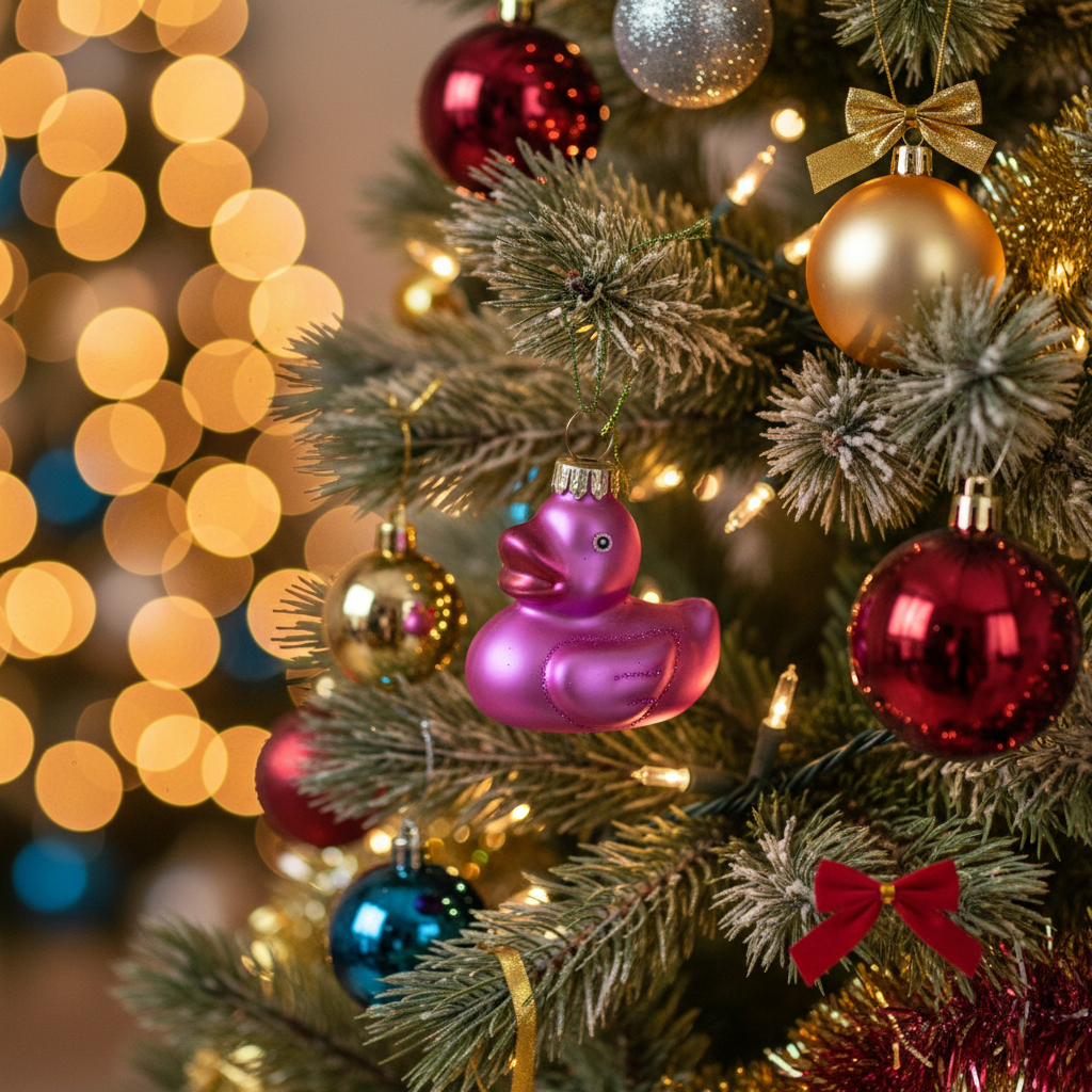 Pink Rubber Duck Christmas Bauble