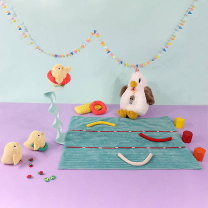 LES PTIPOTOS - PELUCHE POULE MAMAN & BÉBÉ 32CM BLANCHE