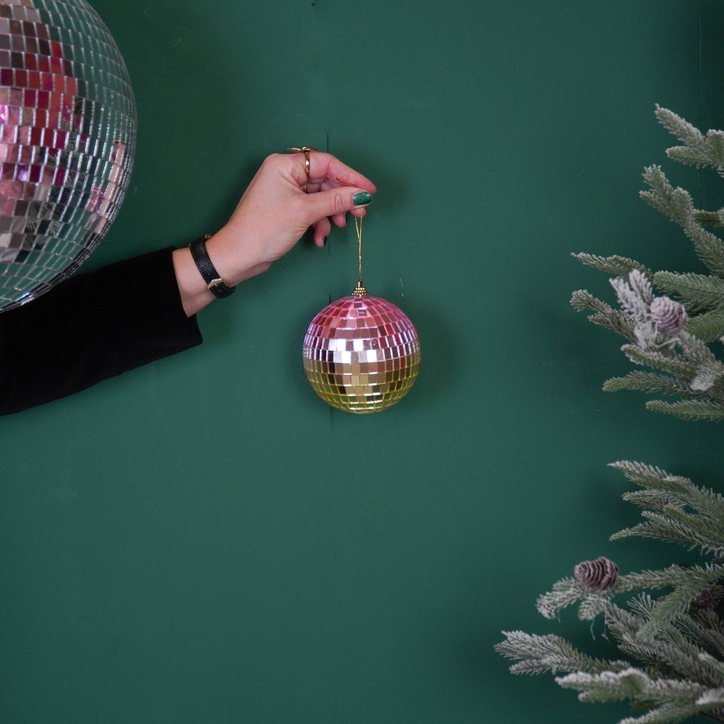 Boule de Noël Disco Rose/Or - 10cm