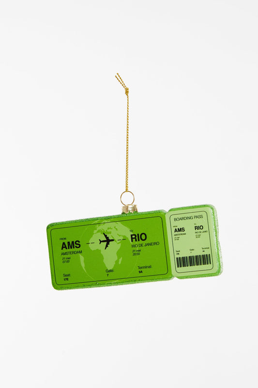 Weihnachtskugel Boardingpass Amsterdam - Rio de Janeiro
