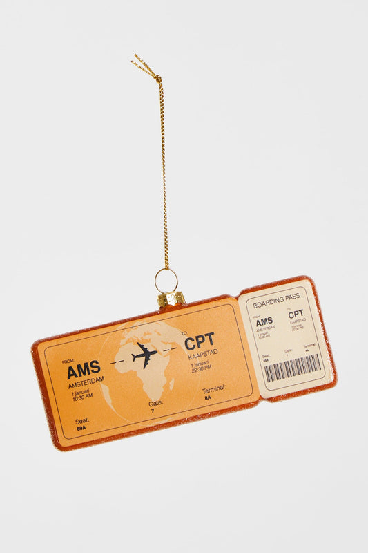 Weihnachtskugel Boardingpass Amsterdam - Kapstadt