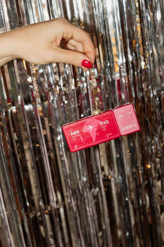 Weihnachtskugel Boardingpass Amsterdam - Tokio