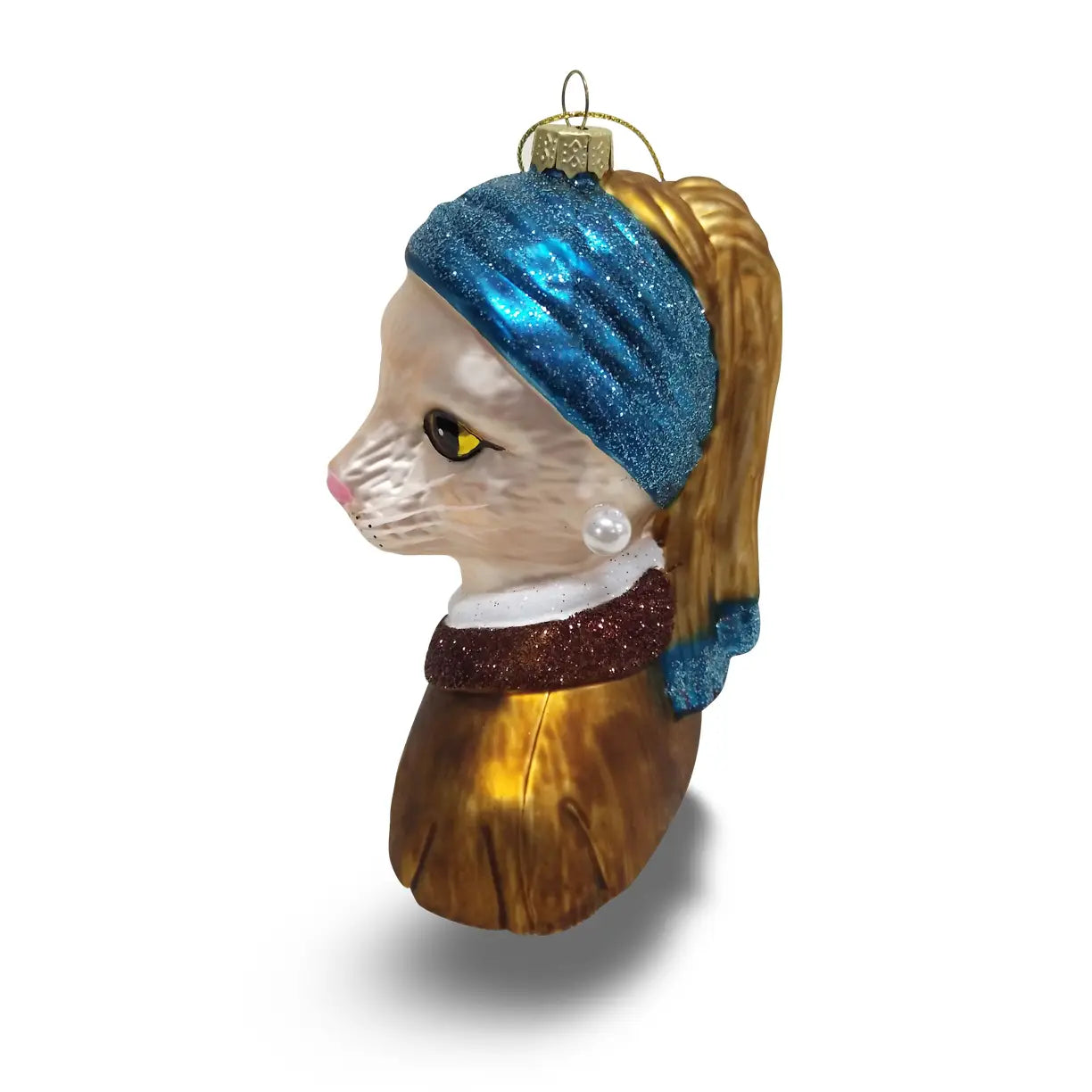 Boule de Noël Jeune Fille à la Perle Chat Blanc par Naked Decor - 92542455