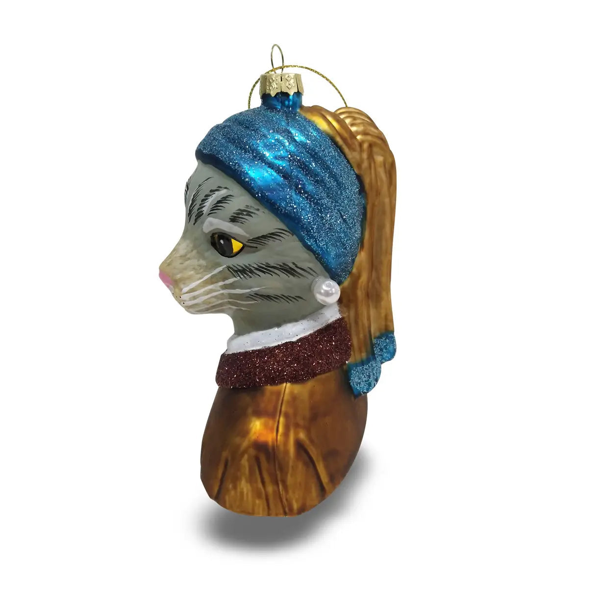 Boule de Noël Jeune Fille à la Perle Chat Tabby par Naked Decor - 92018167