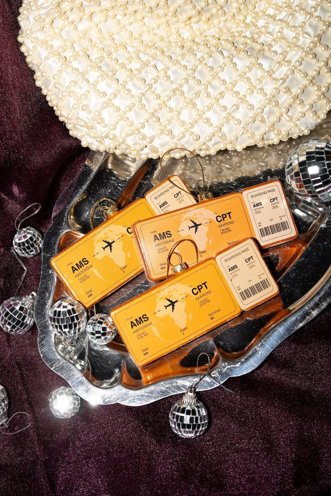 Boule de Noël Boardingpass Amsterdam - Kaapstad
