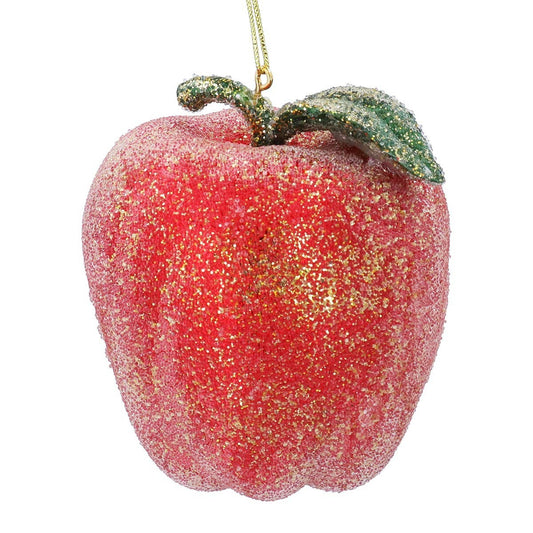 Gläserne Weihnachtsbaumkugel Apfel, perlenbesetzt