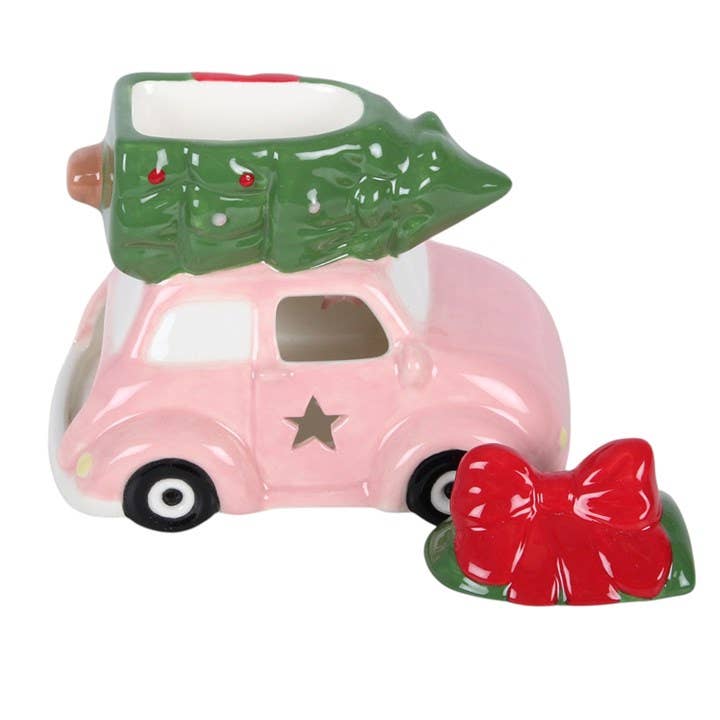 Brûleur d'huile Voiture rose avec sapin de Noël