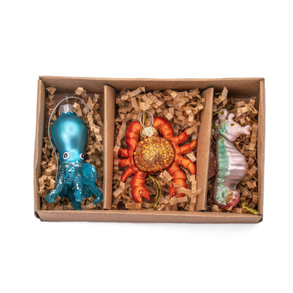 Mini-Weihnachtskugeln „Meerestiere“, 3er-Pack