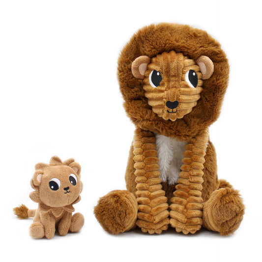 LES PTIPOTOS - LION PAPA & BÉBÉ 25CM SUCRE BRUN