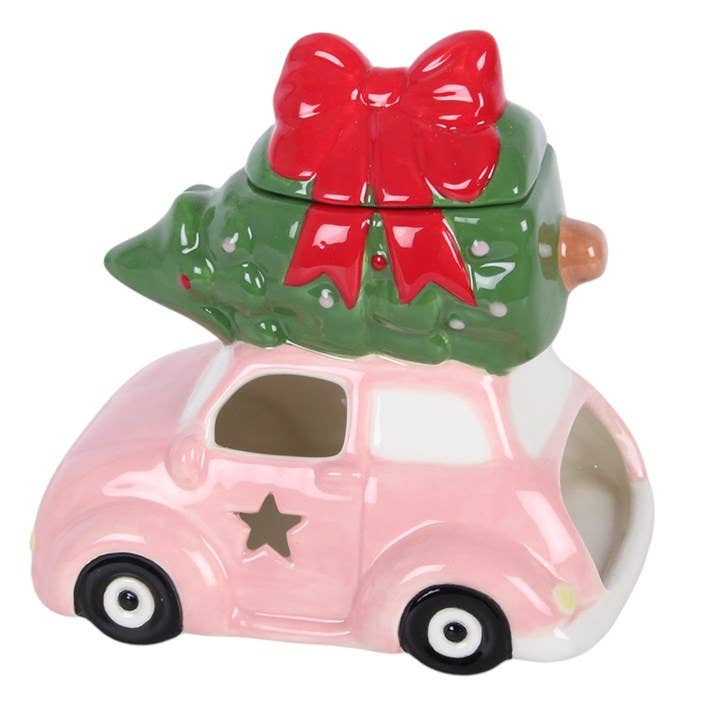 Brûleur d'huile Voiture rose avec sapin de Noël