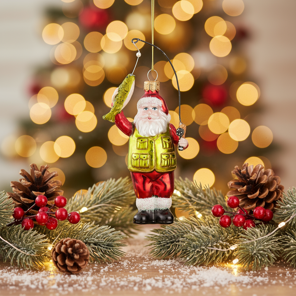 Santa Claus Fishing Christmas Ball