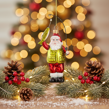 Santa Claus Fishing Christmas Ball