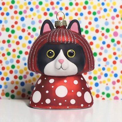 Boule de Noël Chat Blanc et Noir Yayoi Kusameow Kusama