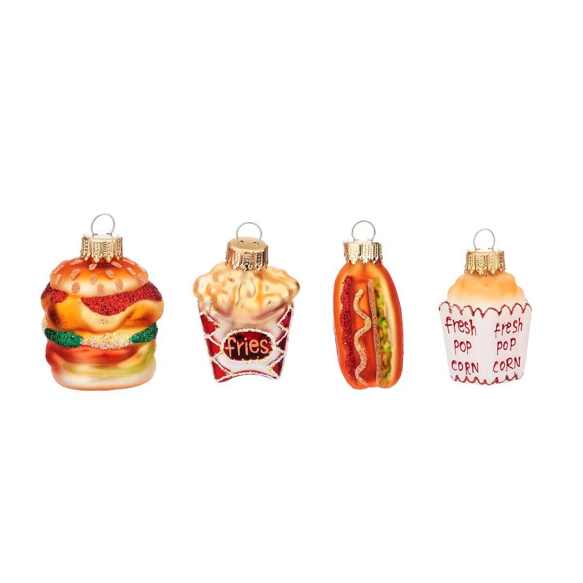 Mini-Weihnachtskugeln Fast Food 4er-Pack