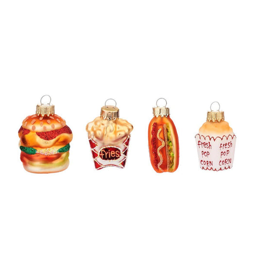Mini-Weihnachtskugeln Fast Food 4er-Pack