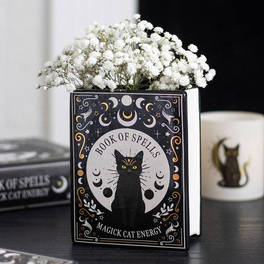 Vase à fleurs en forme de livre « Magie du Chat Noir »