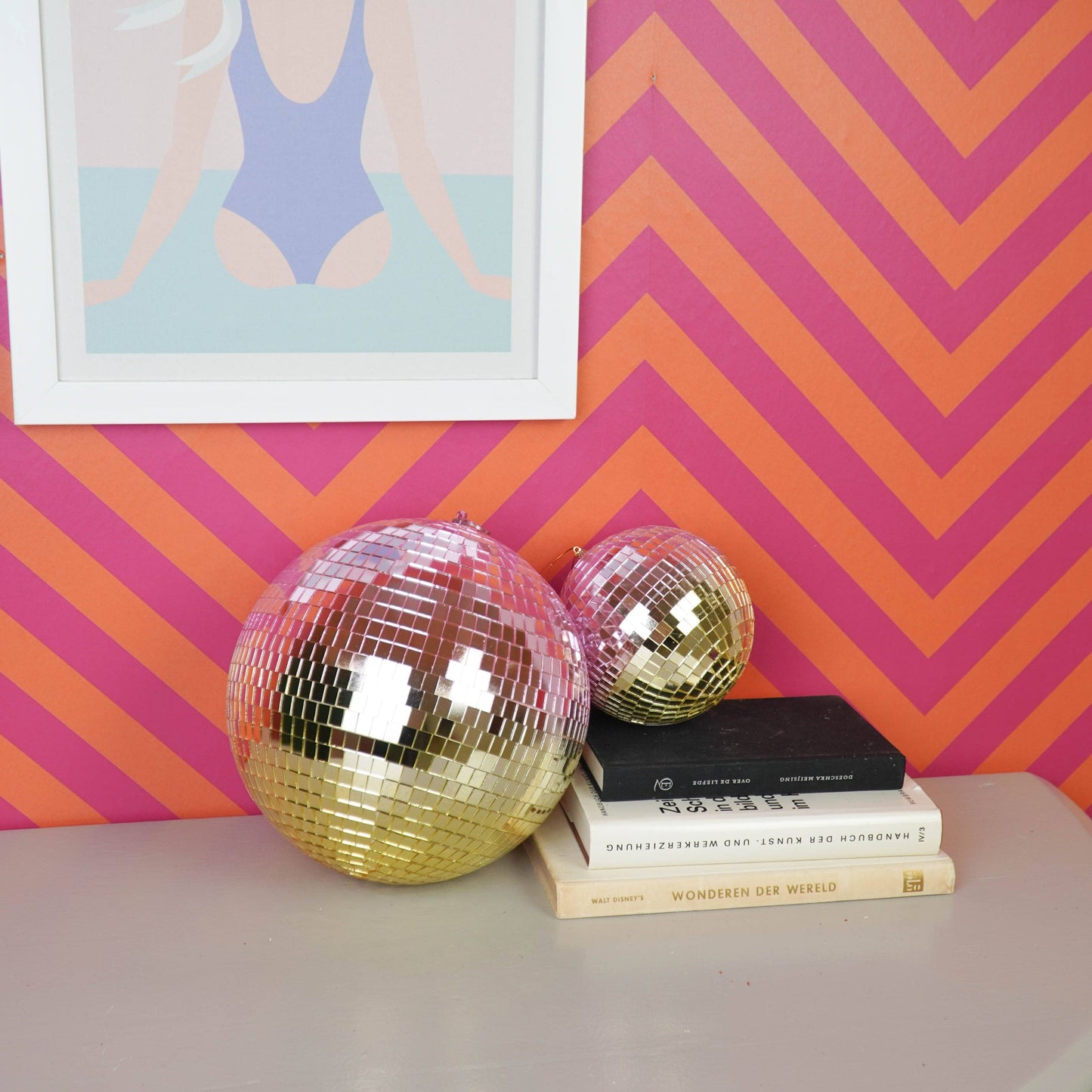 Boule de Noël Disco Rose/or - 15cm