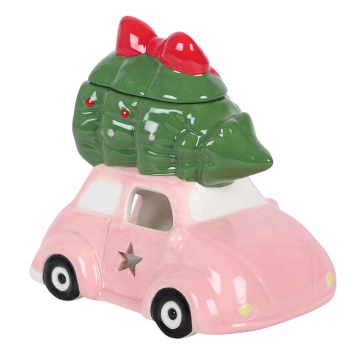 Brûleur d'huile Voiture rose avec sapin de Noël