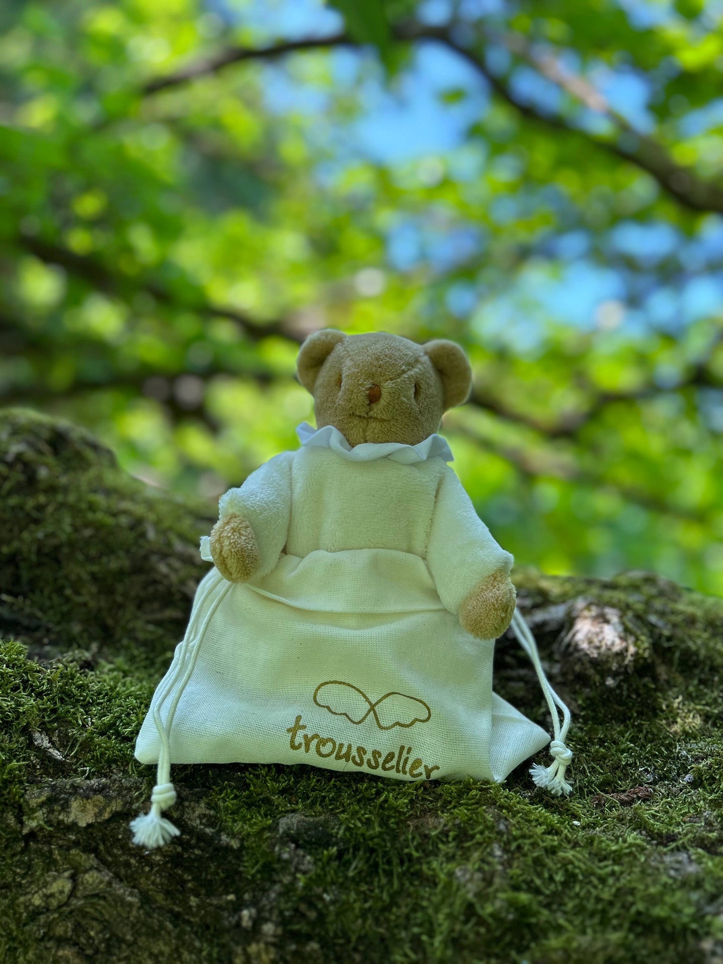 Ours Nid d'Ange Doudou avec Hochet  - Peluche Ivoire
