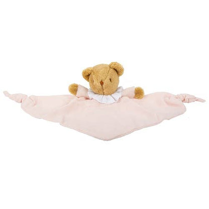 Ours Triangle Doudou Avec Hochet  - Coton Bio Rose poudré