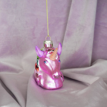 Boule de Noël Licorne Rose