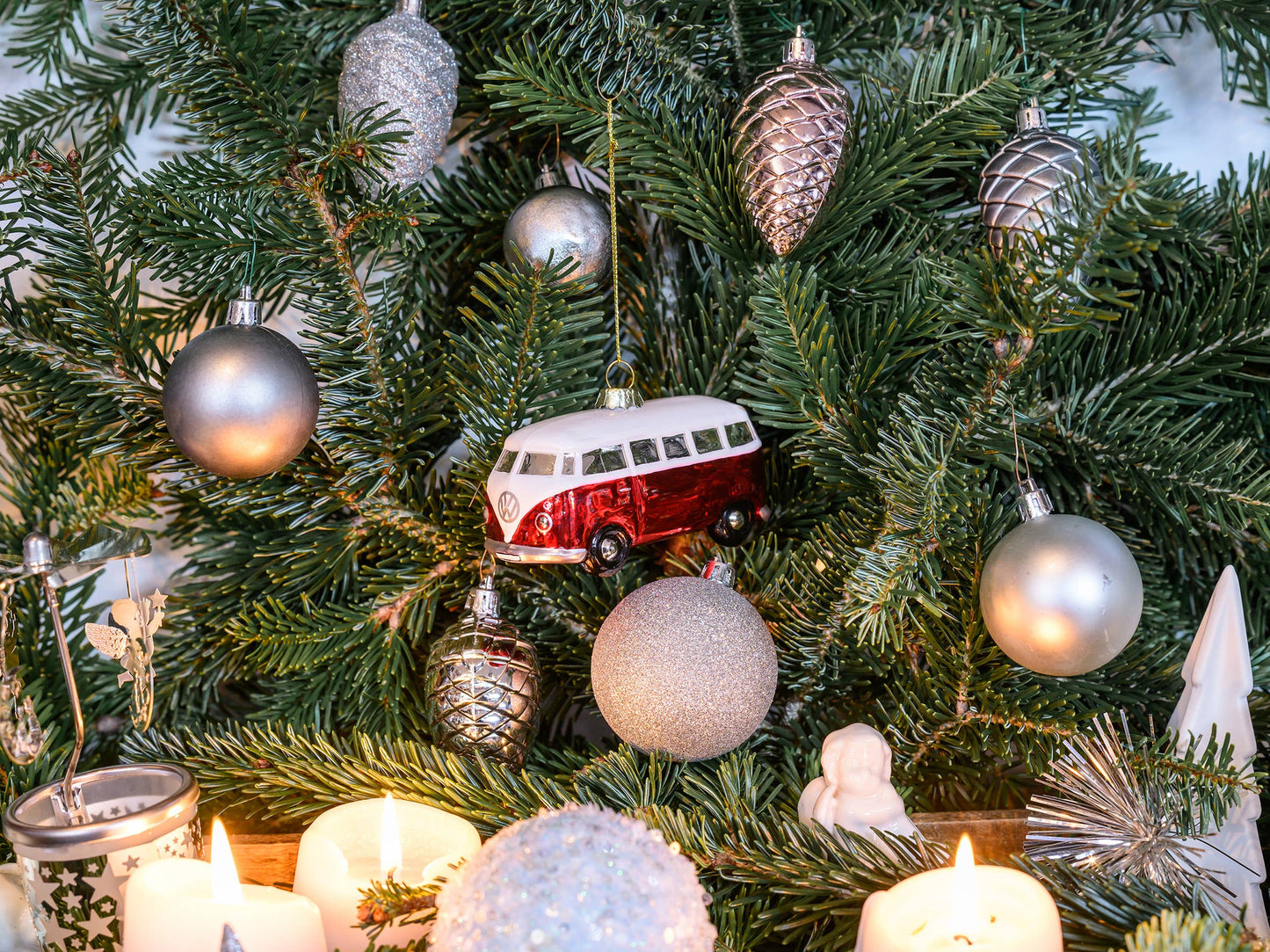 Weihnachtsdeko VW T1 Bus Rot & Weiß