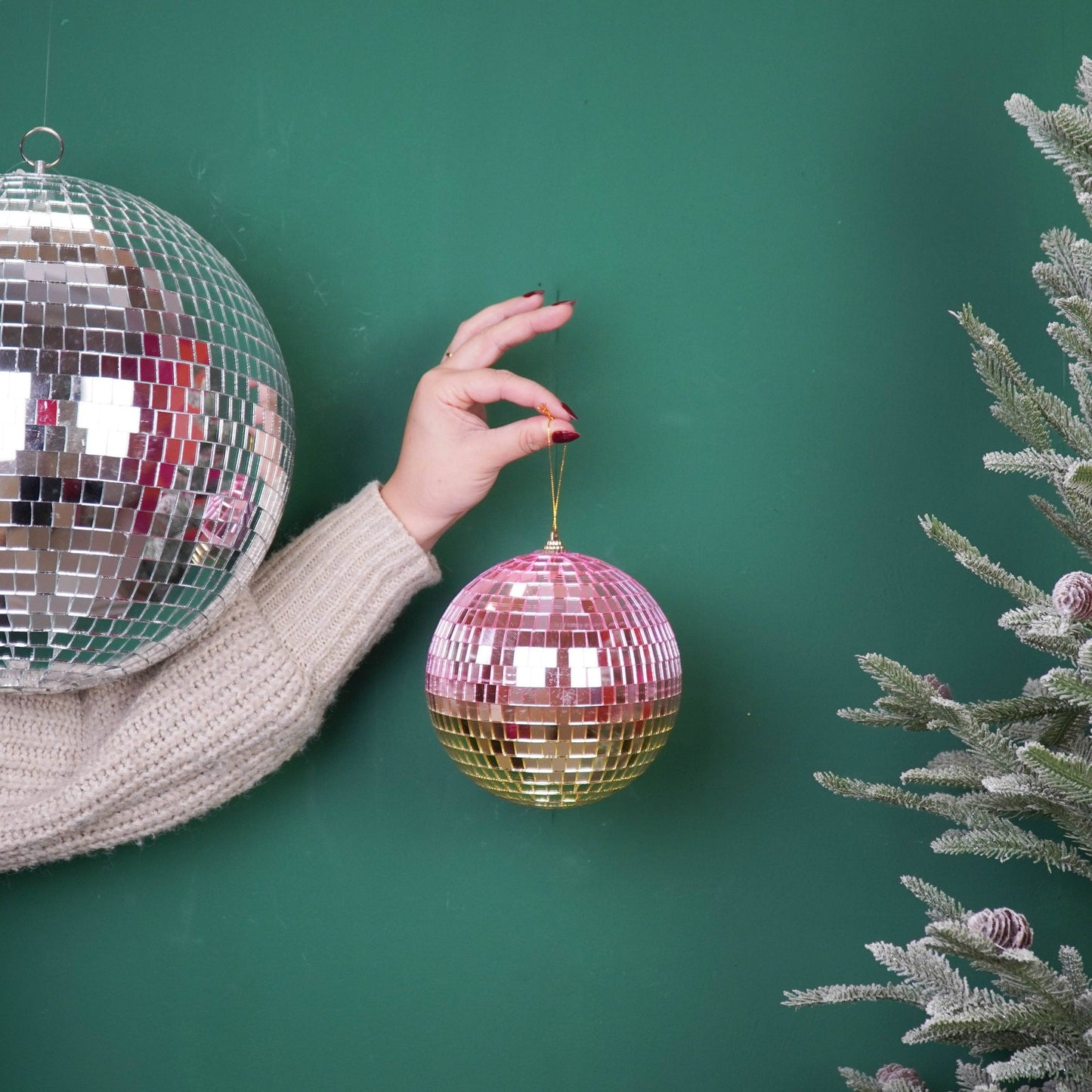 Boule de Noël Disco Rose/or - 15cm