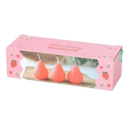 Lot de 3 bougies en forme de fraise