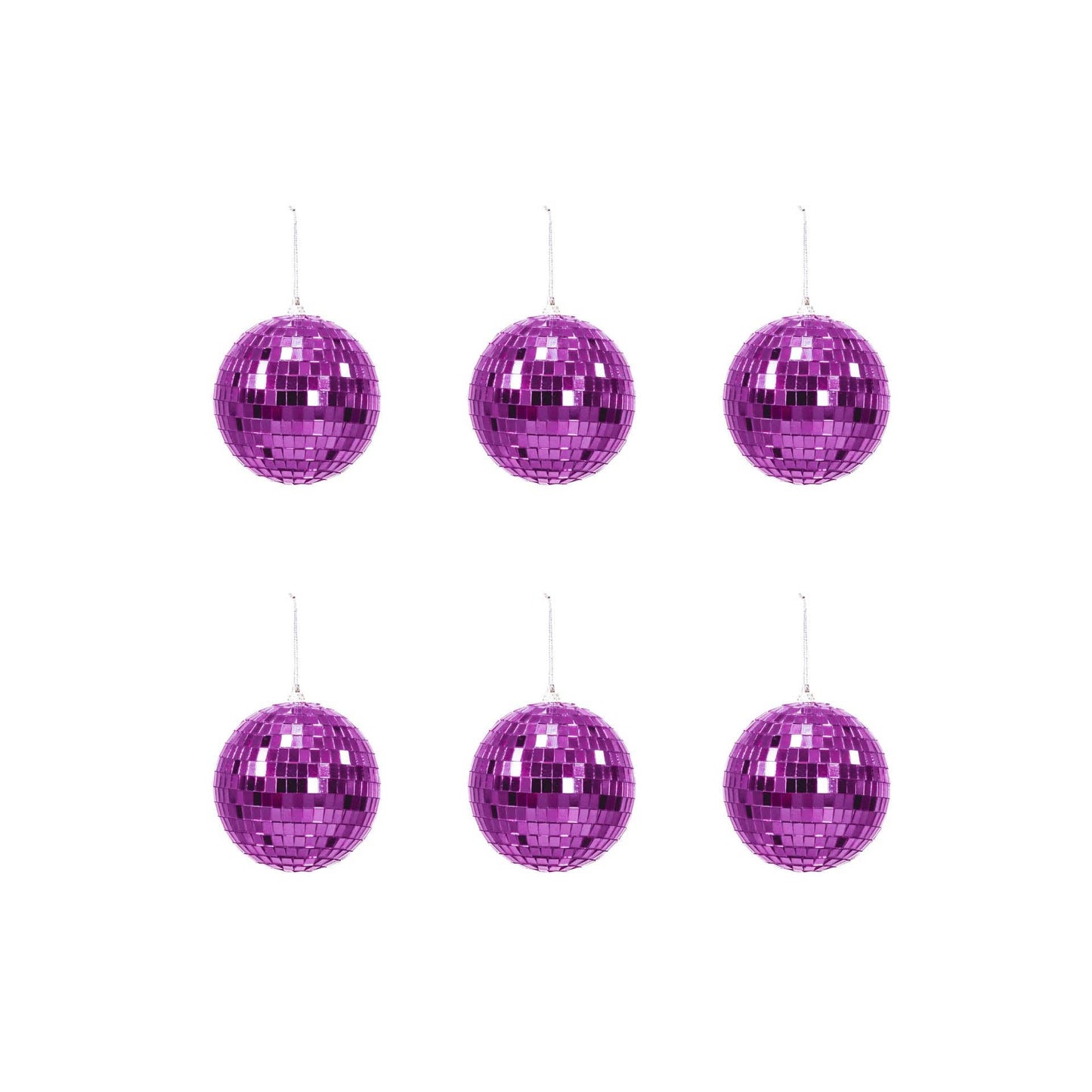 Rosa Disco-Weihnachtskugel - 6er-Pack