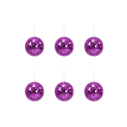 Rosa Disco-Weihnachtskugel - 6er-Pack