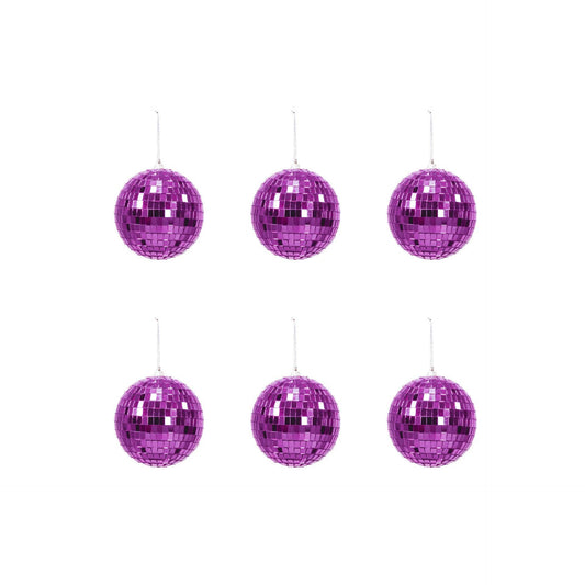 Rosa Disco-Weihnachtskugel - 6er-Pack