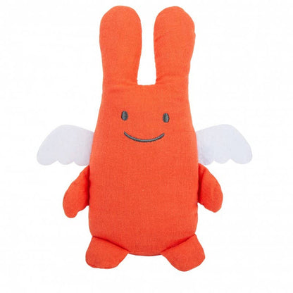 Ange Lapin Doudou avec Hochet - Coton Bio Corail