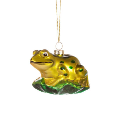 Weihnachtskugel Frosch auf Blatt
