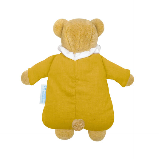 Ours Nid d'Ange Doudou avec Hochet - Coton Bio Curry