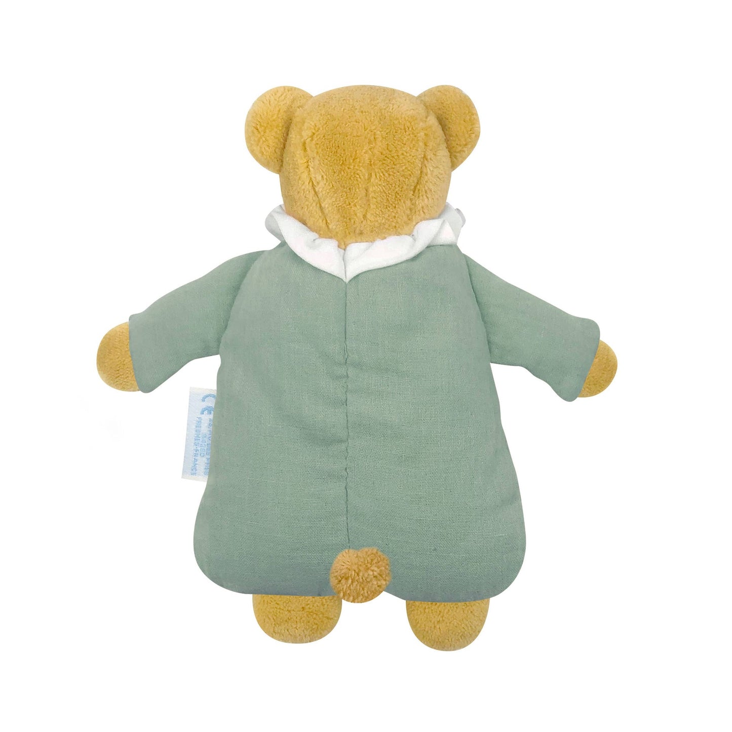Ours Nid d'Ange Doudou avec Hochet - Coton Bio Celadon