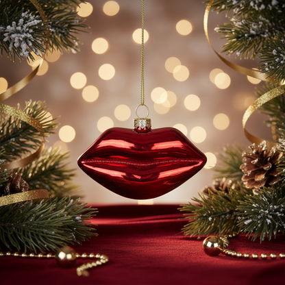 Weihnachtskugel Rote Lippen