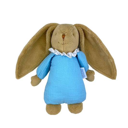 Lapin Nid d'Ange Doudou Musical -Coton Bio Bleu Ciel