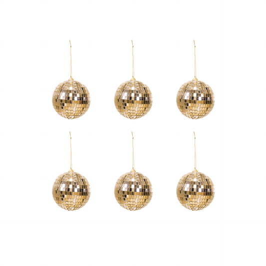 Disco-Weihnachtskugel Gold – 6er-Pack