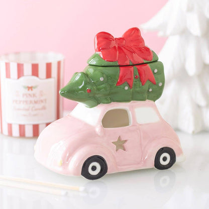 Brûleur d'huile Voiture rose avec sapin de Noël