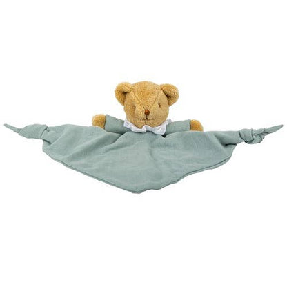 Ours Triangle Doudou Avec Hochet  - Coton Bio Céladon