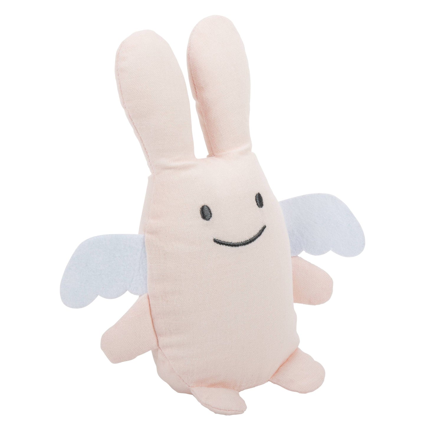Ange Lapin Doudou avec Hochet - Coton Bio Rose