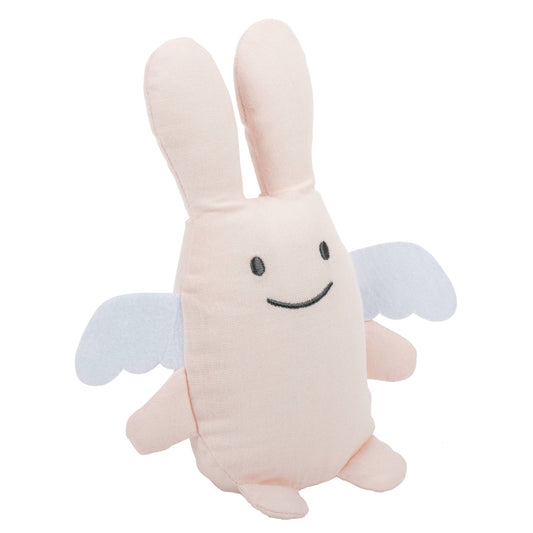 Ange Lapin Doudou avec Hochet - Coton Bio Rose