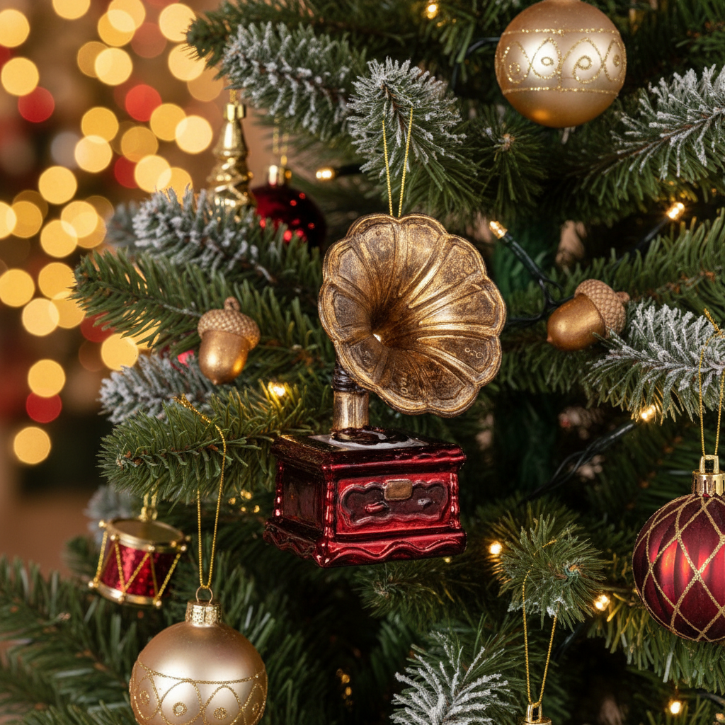 Weihnachtskugel Vintage Grammophon