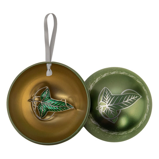 Herr der Ringe Weihnachtskugel mit Blatt von Lórien Brosche