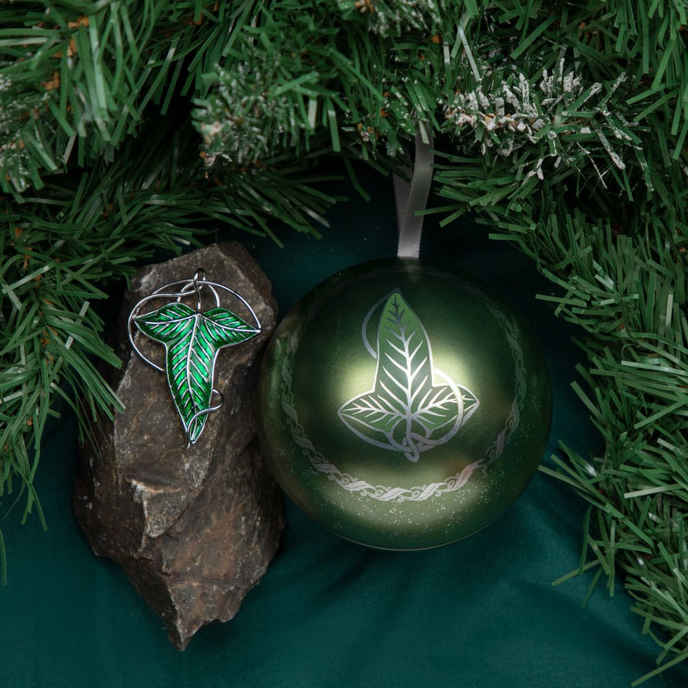 Herr der Ringe Weihnachtskugel mit Blatt von Lórien Brosche